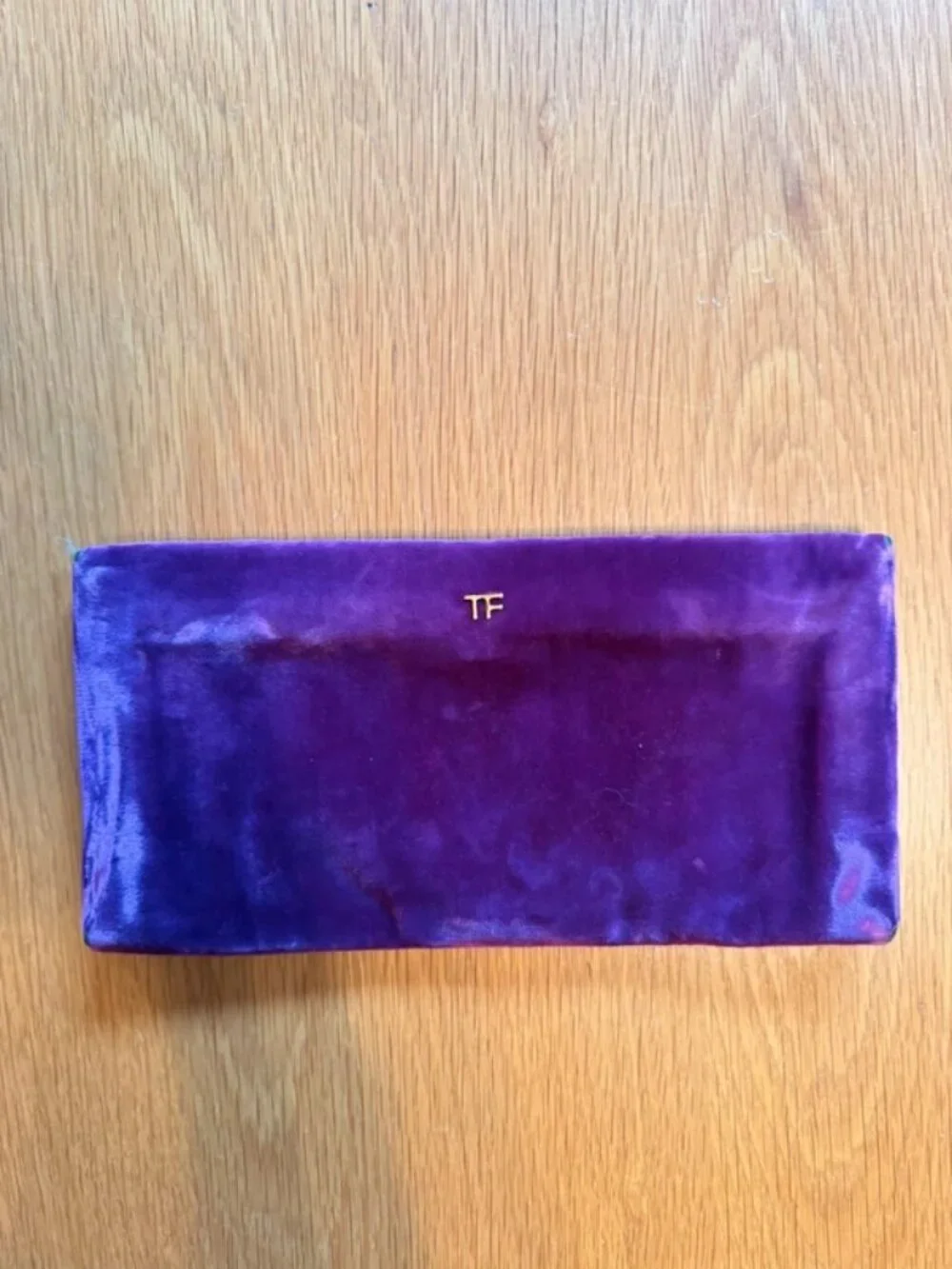 Tom Ford Purple Velvet Evening Clutch Gold Hardware With Box